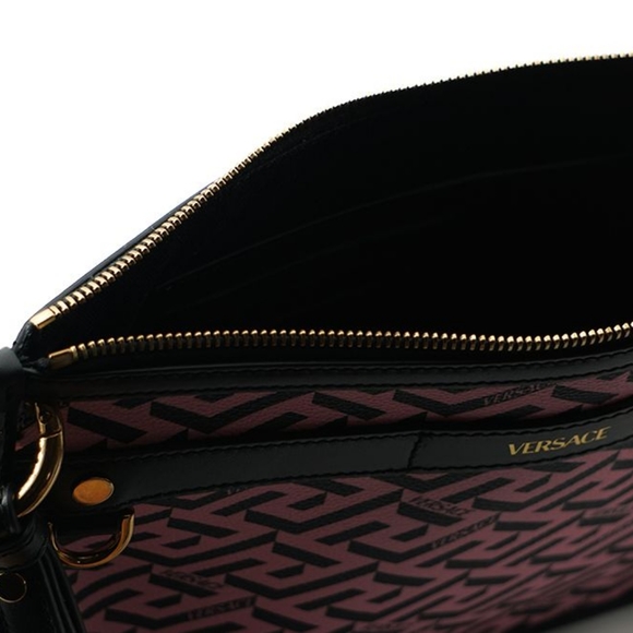 VERSACE Pink Calf Leather Greca Shoulder Bag - Picture 3 of 5